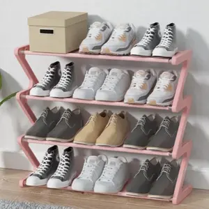 4-layer assembled shoe rack fabric Z-shaped simple shoe rack shoe storage US