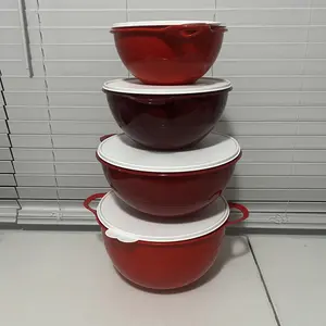 Tupperware - Set de Thatsa Bowls Rojos / 4 piezas | Tazón hermético para mezclar, a prueba de fugas