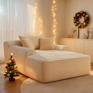 Oversized Upholstered Lazy Sofa Bed, 67'' Modern Love Sofa Chair with 3 Pillows, Recliner Loveseat Reading Chair, Fluffy Plush Faux Fur Cloud Boneless Sectional Couch, Luxurious Chaise Lounge for Living Room, Bedroom, No Assembly