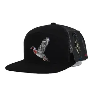 AF Waterfowl Flying Wood Duck Black 7 Panel Hat Trucker
