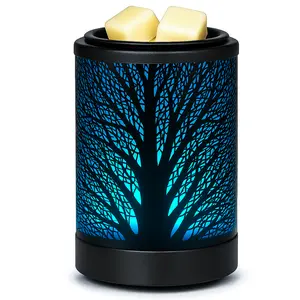 Wax Melt Warmer Electric Wax Warmer PTC Heating Plate with 7 Colors LED Changing Light Reusable Silicone Fragrance Warmer for Home Office Gifts & Decor