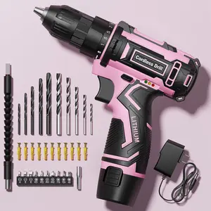 Pink Cordless Drill Set, Electric Power Drill for Women, Lightweight Electric  Driver with  & Charger, 3/8" Keyless Chuck, Womens Tool Kit for Home DIY Projects