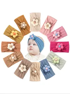 Girls' Floral Hairbands Set, Handmade Soft Nylon Headwear, High Elastic Comfortable Accessories for Pre-School Children, All Seasons, Hair Accessories Sets