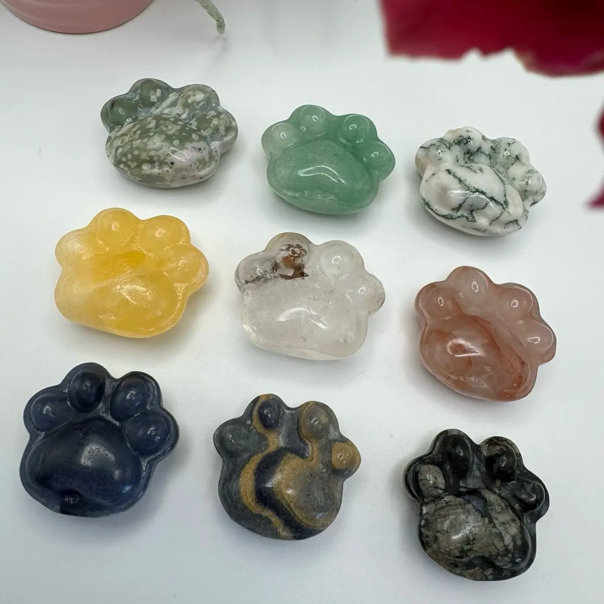 Dog/Cat Paws Carvings - Cute and Colorful - All Natural Stones