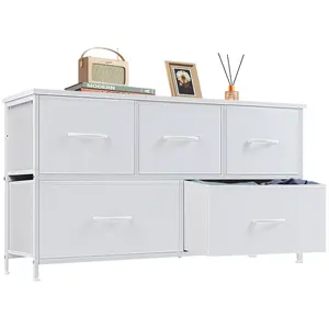 【Deal】Tall Dresser Fabric Storage Tower ,Wooden Top for Kid Room, Closet, Entryway, Nursery Furniture Drawer