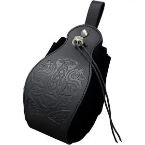 Medieval Faux Leather Pouch, Portable Drawstring Purse,  Belt Pouch  Bag For LARP Ren Faire