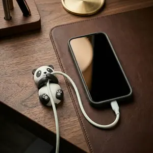 Panda Cable Holder for Desk — Stick-On Phone Charger Organizer