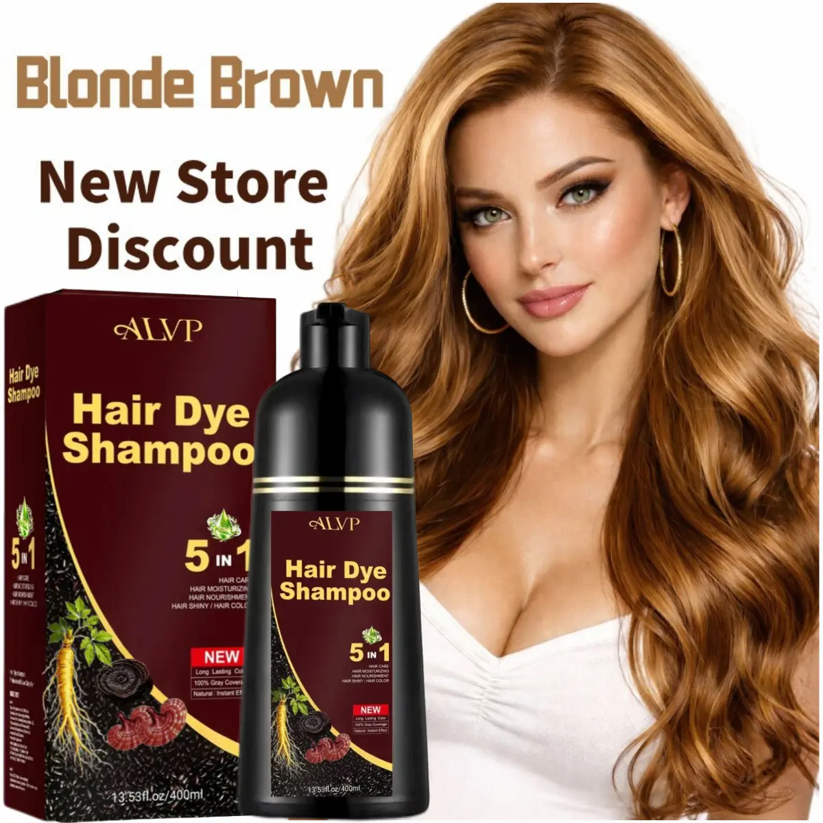 ALVP 2026 New Hair Color Trend 5-in-1 Hair Dye Shampoo–Wine Red Hair Color, Instant Herbal Color Shampoo, Gray Coverage, Ammonia Free, Nourishing & Long-Lasting Hair Dye for Women & Men healthy plant ingredient haircare natural 3-4week dark brown out fath