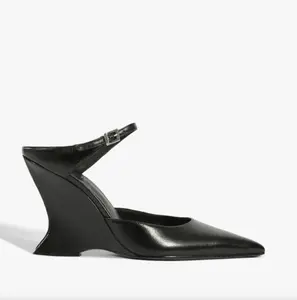 Schutz Siena Buckle Mule Leather Pump in Black
