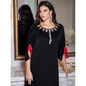 Ramadan Eid Black Muslim Abaya Damen Dubai Luxury Kaftan Modest Dress Islam Caftan Marocain Djellaba Femme Abayas For Women