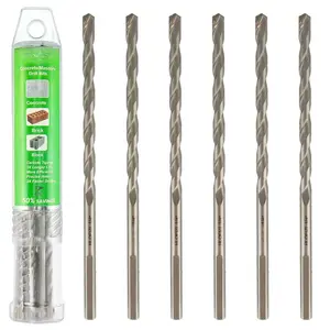 1/4" x 8" Masonry Drill Bits (6 Pack) Concrete Hammer Drill Bits Carbide Tipped, for Cement, Brick, Stone, 3-Flat Shank