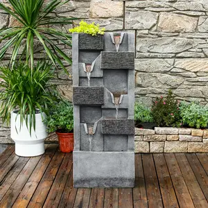 Artistic water feature decor: vertical waterfall natural-style fountain with LED lighting, suitable for indoor/outdoor courtyard & garden landscaping, doorway decoration