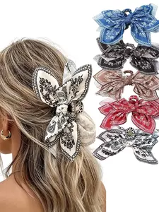 Women's Elegant Paisley Pattern Bowknot Design Hair Claw, Vintage Trendy Hair Accessory, Fashionable All-Match Hair Clip, Prom Hair Clip for Special Occasions, Hair Claw Clips