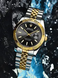 Men's Business Casual Watch, Waterproof Calendar Stainless Steel Strap, Analog Quartz Movement, Butterfly Clasp, Round Face, Punk Style