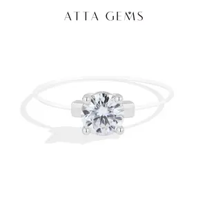 ATTAGEMS 0.1ct&0.5ct&0.6ct Round Cut Lab-Grown Moissanite Ring Invisible Band Design Exquisite and Petite for Women Girls Daily Wear Birthday Gift Trendy Jewelry R380