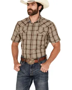 Cody James Men's Men'S Poncho Plaid Print Short Sleeve Snap Western Shirt - Cjfa24w14-Bn-B