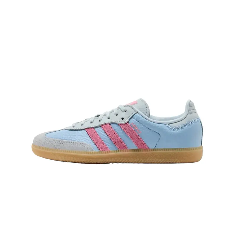 Adidas Samba OG Blue Pink Youth Women’s Low Top Sneakers - Casual Simplistic, Lightweight, Street Low, Closed Trainer Shoes for Daily Casual Fashion Walking, Trendy Walking Sneakers, Street Low Sneakers