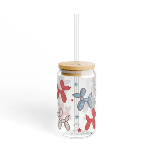 July 4th drinking Cups, American tumbler, Patriotic beer can glass cup, Balloon dog iced coffee cup, Red White and Blue Tumbler, July Fourth