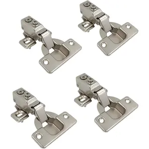 95Deg Full Overlay  Frame Hinge 35mm with Hydraulic Damper for Cabinet Door Compact Soft Closing Short Mini Hinges for Cabinet Cupboard Wardrobe Pack of 4