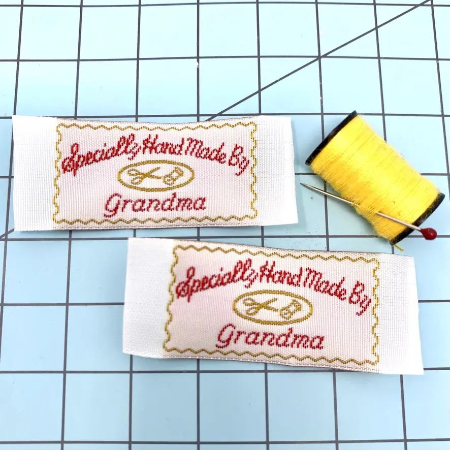 Specially Hand Made by Grandma Woven Labels for Quilting, Sewing, Crocheting, and Knitting