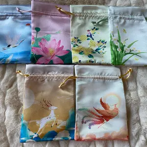 Silk Pouch Drawstring for Accessories Jewelries make up