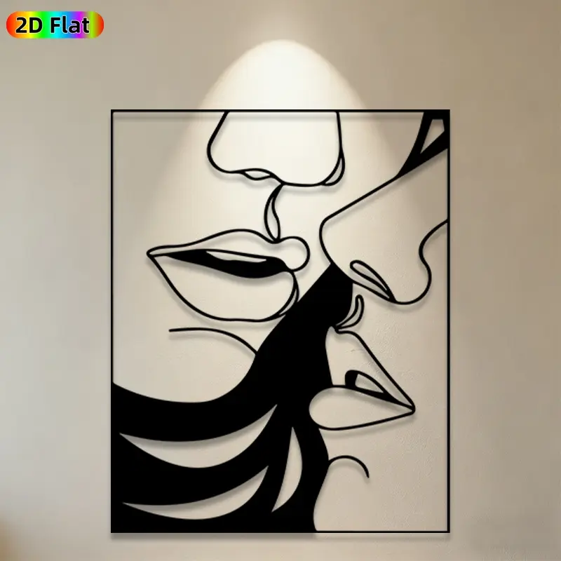 1pc Abstract Kissing Faces Metal Wall Art, Modern Abstract Statue Mural, Ideal Gift for Valentine's Day, Wedding Anniversary, Romantic Home Decor Enthusiasts,  Perfect for Bedroom Wall & Garden Fence, Contemporary Romantic Decor Accent