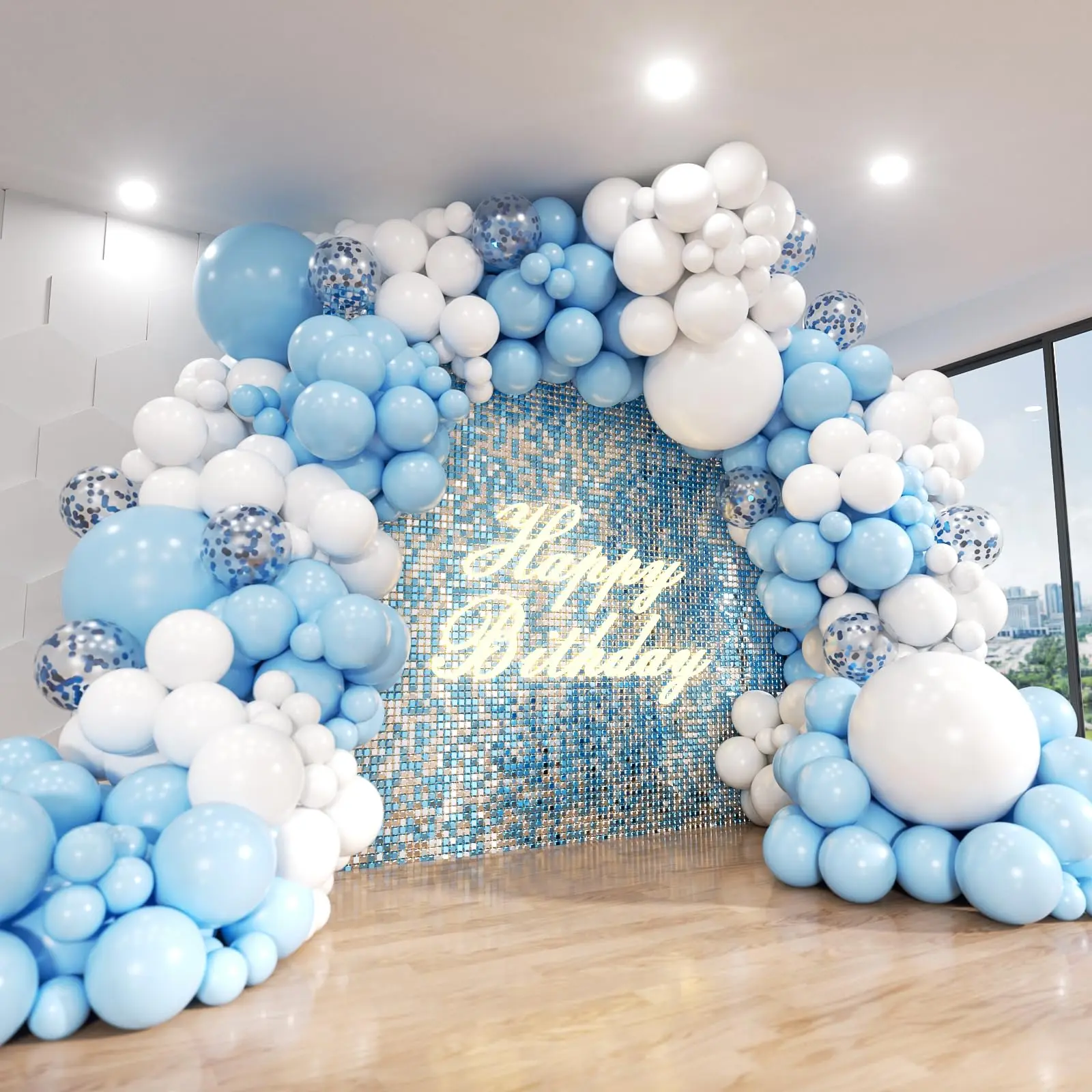 146pcs Blue White Balloon Arch Set, Different Sizes Balloon Birthday,gender,wedding Ball Bridal Shower Anniversary Decoration