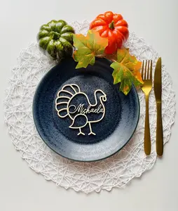 Custom Thanksgiving place cards ,Thanksgiving table decor Laser cut names , Thanksgiving Turkey , Table Settings Turkey laser cut cards