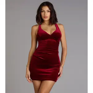 Paris Velvet Lace-Up Mini Dress