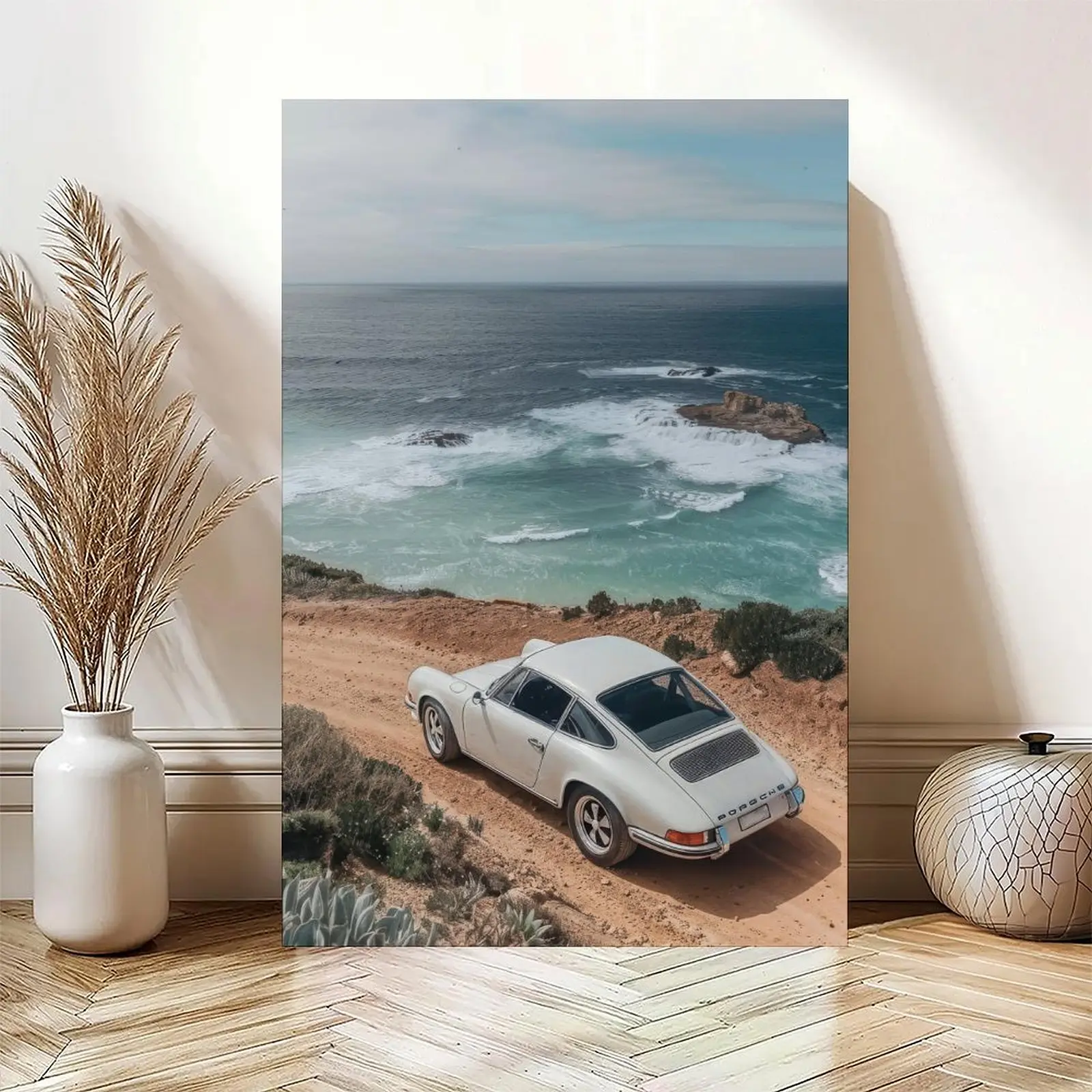 Vintage Porsche Classic Sports Car Canvas Print Poster - Artistic Modern Minimalist Home Decor, Stylish Room Wall Art