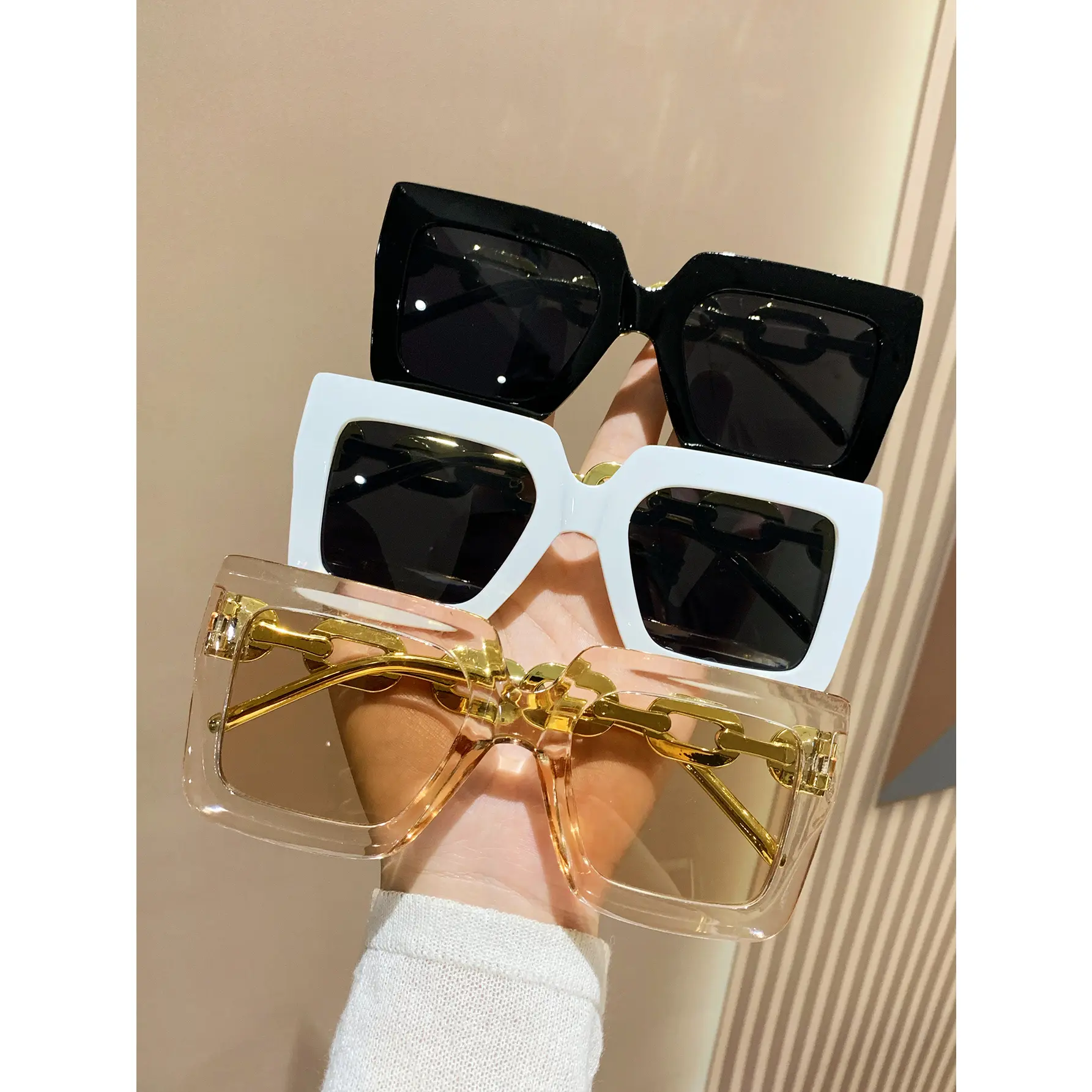 3Pairs Women White Square Frame Fashion Glasses Shades Beach Accessories Beach Accessories for Women Glasses Shades Basics Fall Winter Women Outfits Clothes Business Casual Gifts SHEIN