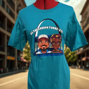 Teal  Size: Medium  As The Garden Turns-STL Full Color  Print  Crew Neck T-Shirt