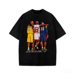 Women's Unisex Kobe Michael Brown III Basketball Legend Tribute Graphic T-Shirt - Round Neck, Ribbed, Sporty, Fits Basketball Enthusiasts, Cotton-Spandex Fabric, "23 & 24 Jersey Number Connection"