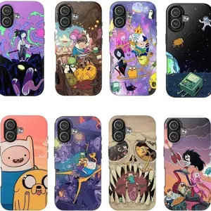 Cute Adventure Time Characters Collage Design, Tough Phone Case Protection, Shockproof For IPhone 17-12, Pro Max, Pro Plus, and Samsung S25 24 23 Safety Case