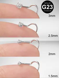 Cute Women's Nose Stud Set, 20g Titanium Alloy Nose Ring, Aaa Cubic Zirconia, S-Shaped Screw, Daily Wear and Gift