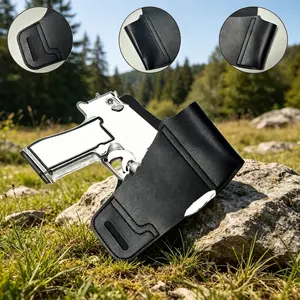 Tactical Gun Holster PU Leather Outdoor Concealed Carry Holster Quick Draw Waist Pack for Pistol Hunting Shooting Adventure Wear-resistant Non-slip Portable Storage