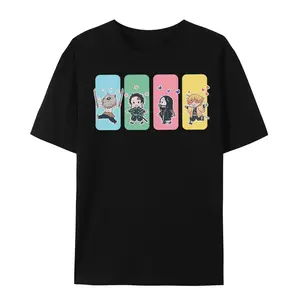 Demon Slayer Four-Person Comfortable T-Shirt in Bamboo Charcoal Color - Tanjiro, Nezuko, Inosuke, and Zenitsu Anime Shirt