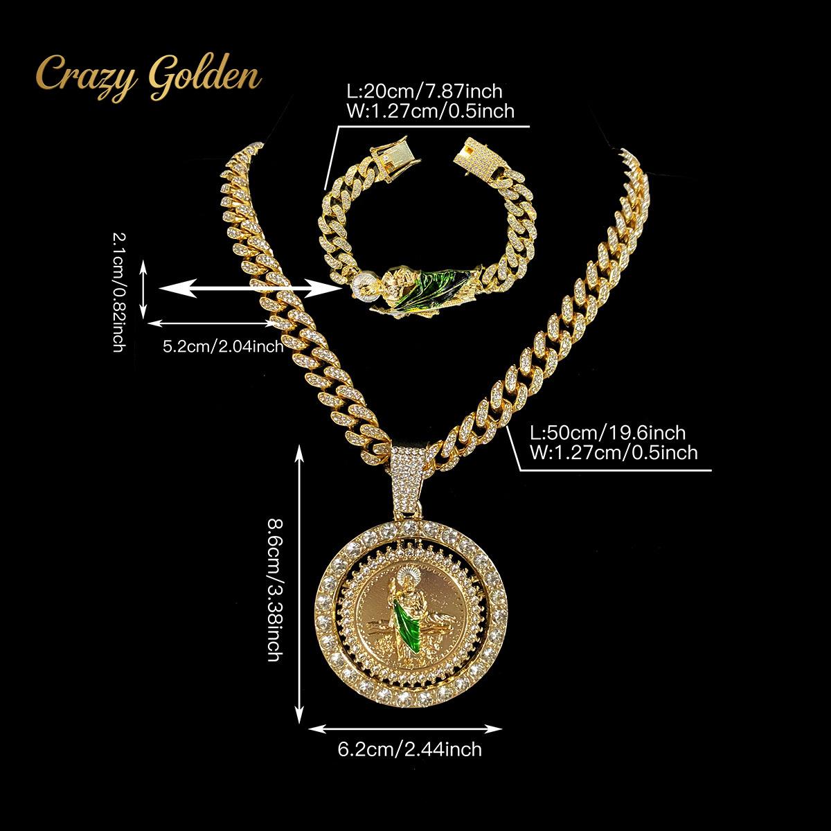 Faith-Inspired Accessory Set — The Perfect Holiday Gift — Unisex Rotating Religious Icon Pendant Necklace with Diamond Accents & Cuban Link Chain — Mother's Day Edition