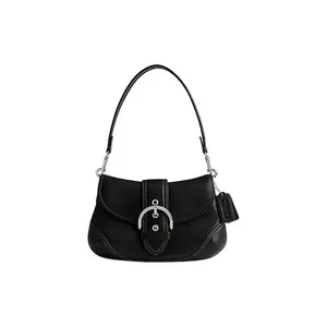 COACH Soho 26 Logo Leather Shoulder Handbag in Black for Women
