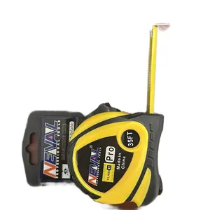 Retractable Measuring Tape, Naval Pro Steel Hand Tool (25ft/35ft) with Fraction Markings, Easy-Read Self-Locking Feature, Black and Yellow Design