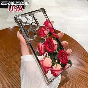 Rose Suitable for SamSung for Galaxy S24 Ultra/S23/S22/S21/A73/A55/for Galaxy Note 20 Ultra/Note 10+series phone cases, shock-absorbing, anti-slip, lightweight, new creative all-inclusive protective case soft shell