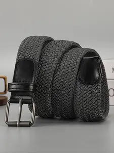 New Men's Elastic Pin Buckle Waist Belt, Durable Stretch Knit Sports Outdoor Unisex, Versatile Adjustable Strap for All Seasons