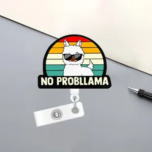 Funny Acrylic Retractable Badge Reel, Retractable Badge Holder, 1 Count Belt Clip Retractable Name Badge Reel for Nurse Doctor Student Worker Volunteer, Pin Badge