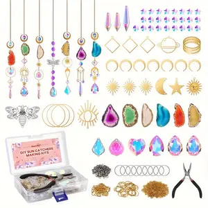 168 Piece DIY Sun Catcher Making Kit, Adult Craft Materials, Crystal Sun Catcher, Indoor Window Hanging Decor, Wind Chimes, Includes Crystals, Prisms, Agate Slices