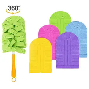 Swiffer Duster Refills: 1 Handle + 5 Reusable Pads | Ergonomic Design, Multi-Color | Fluffy Textured Pads for Ceilings, Hardwood Floors & All Rooms