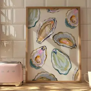 Oyster Shell Pattern Canvas Wall Art, 1 Count Modern Abstract Wall Art, Wall Decor for Home Living Room Bedroom Office, Ornaments