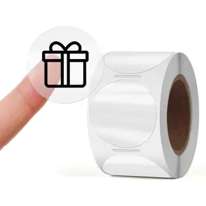 Clear Thermal Labels Vinyl 1.5 Inch Self-Adhesive Round Stickers Circle Roll  Printer  Package Seal for QR Code Envelope Office Retail  300 count