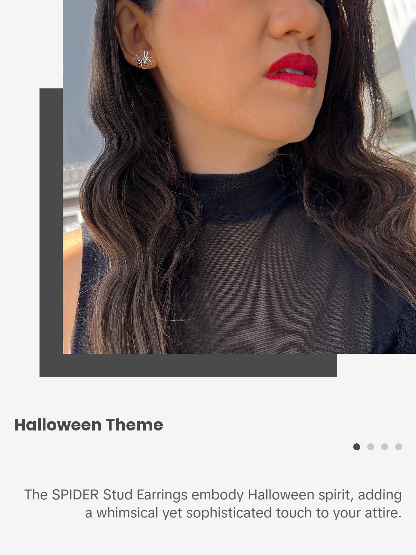 SONIA HOU Spider Halloween Stud Earrings - Sterling Silver | S925 Chic Trendy Exquisite Fashion Design Plated Stackable Accessory