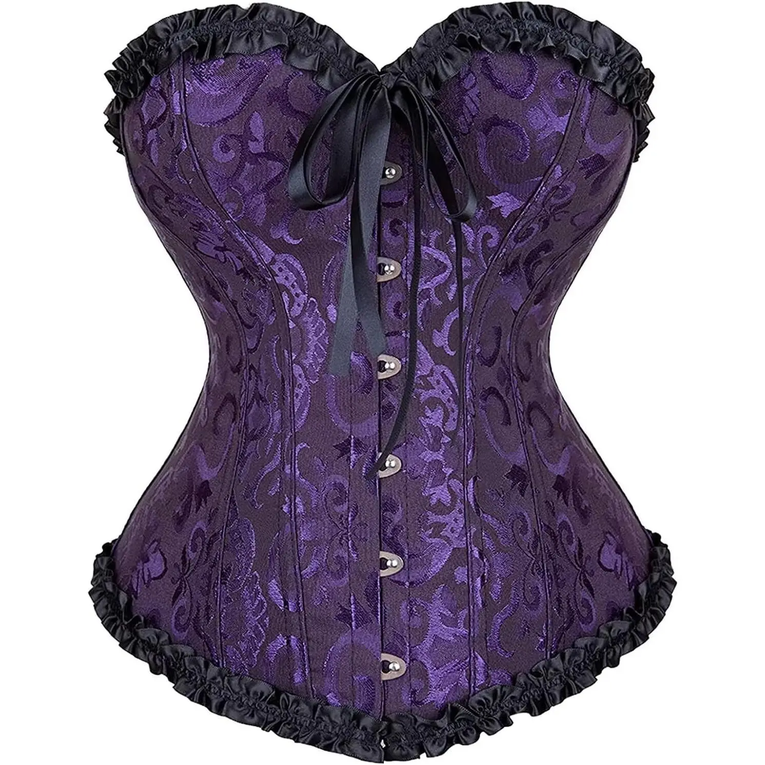Corset Top Bustier Lingerie for Women Zipper Front Flower Sexy