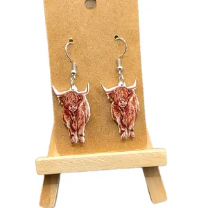 Highland Cow Earrings for All-Day Fashion Fun Durable Plastic Unisex Earrings with Adorable Design for Comfortable All-Day Wear Lightweight and Unique Jewelry